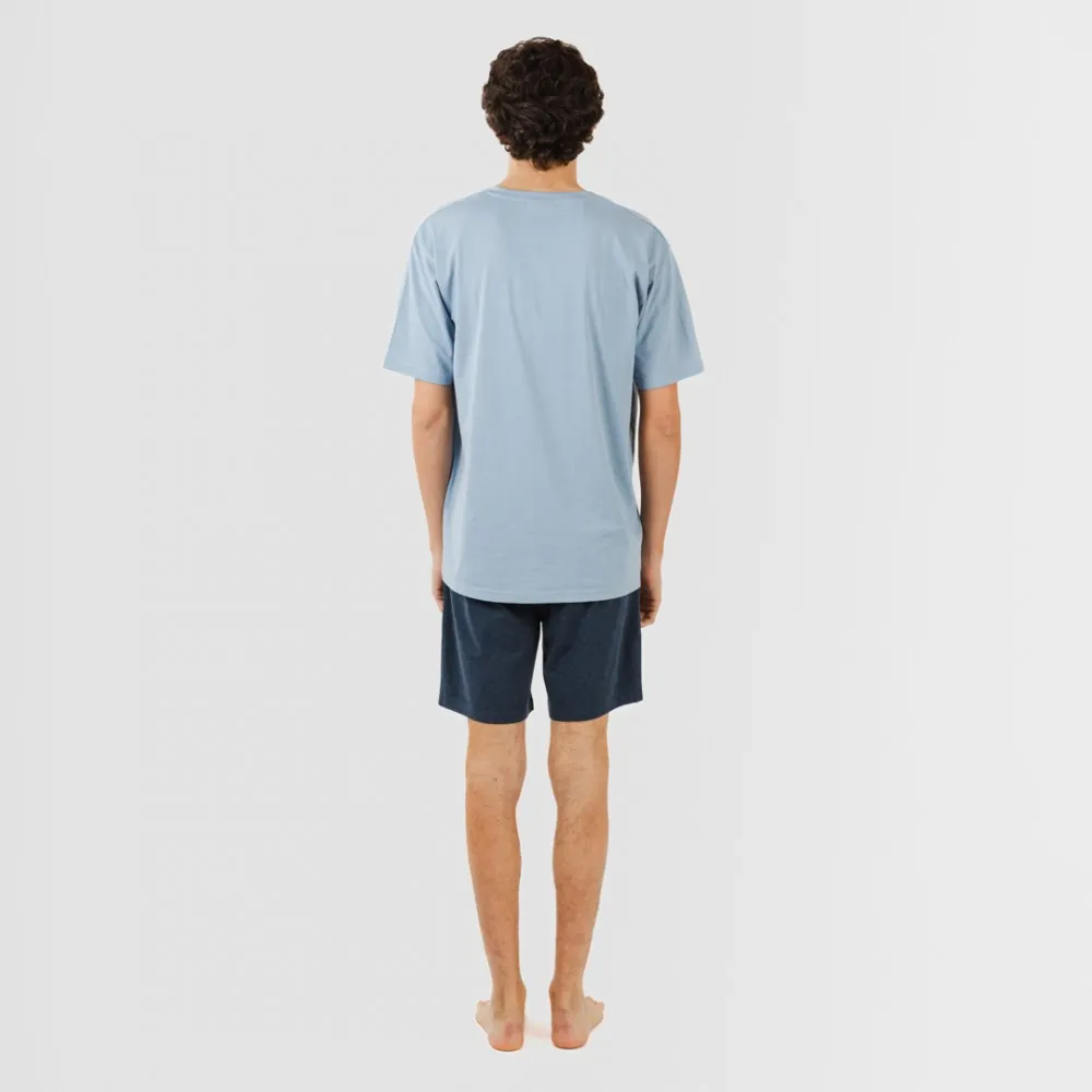 PIJAMA CORTO HOMBRE CON BOTONES INDIGO  MARINO