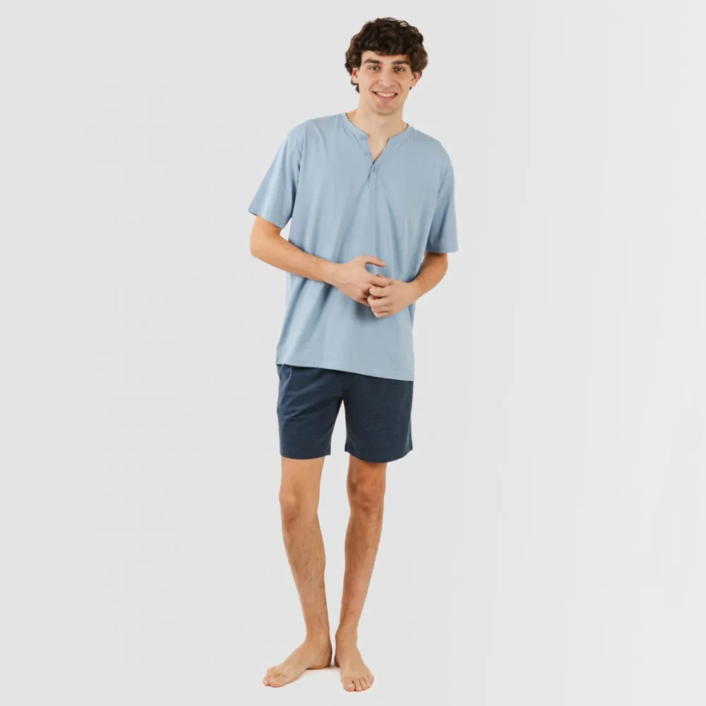 PIJAMA CORTO HOMBRE CON BOTONES INDIGO  MARINO