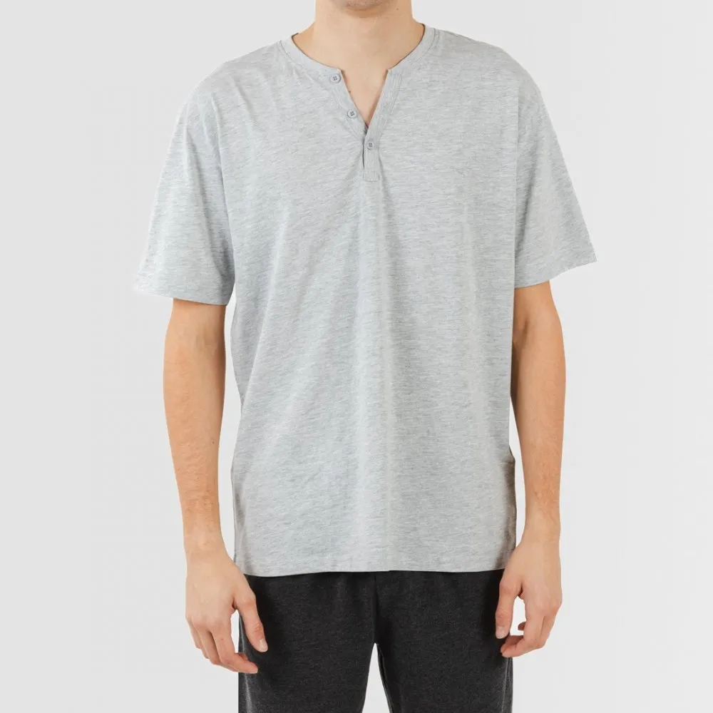 PIJAMA CORTO HOMBRE CON BOTONES PERLA  MARENGO