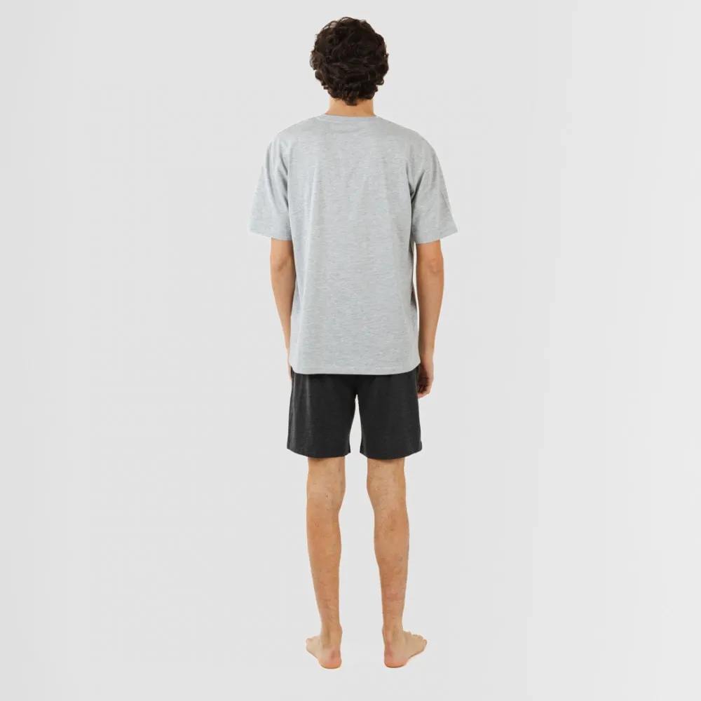 PIJAMA CORTO HOMBRE CON BOTONES PERLA  MARENGO