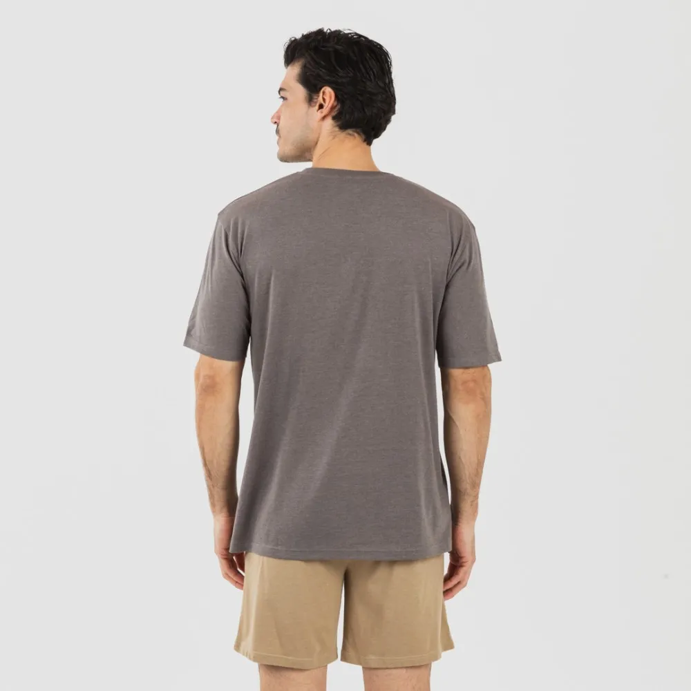 Pijama corto hombre con botones topo arena