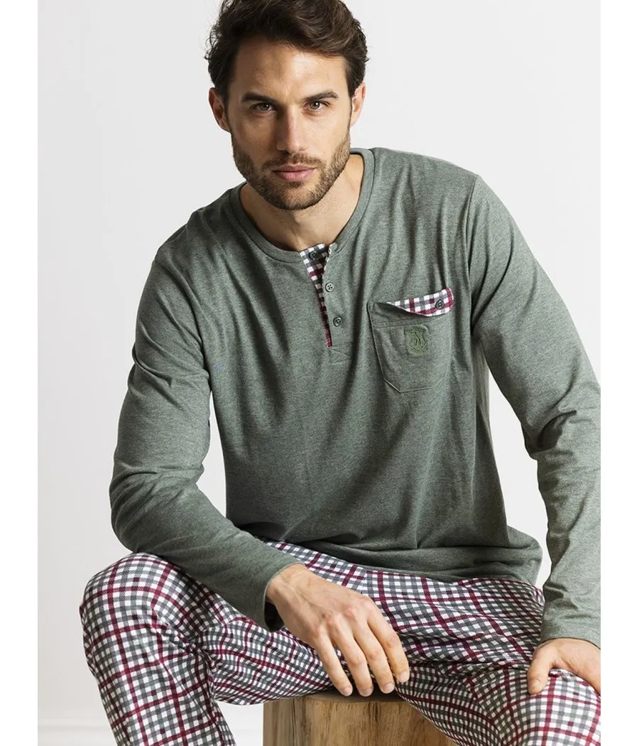 Pijama hombre invierno Admas Classic verde bolsillos
