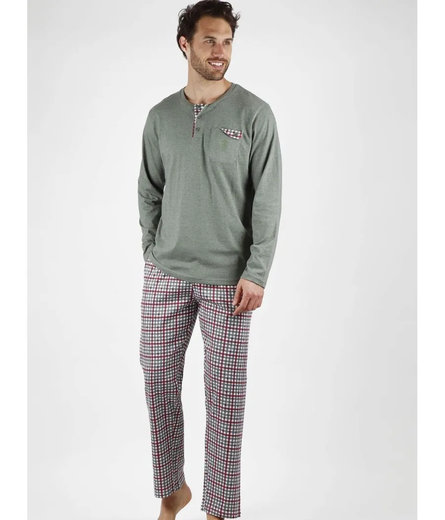 Pijama hombre invierno Admas Classic verde bolsillos