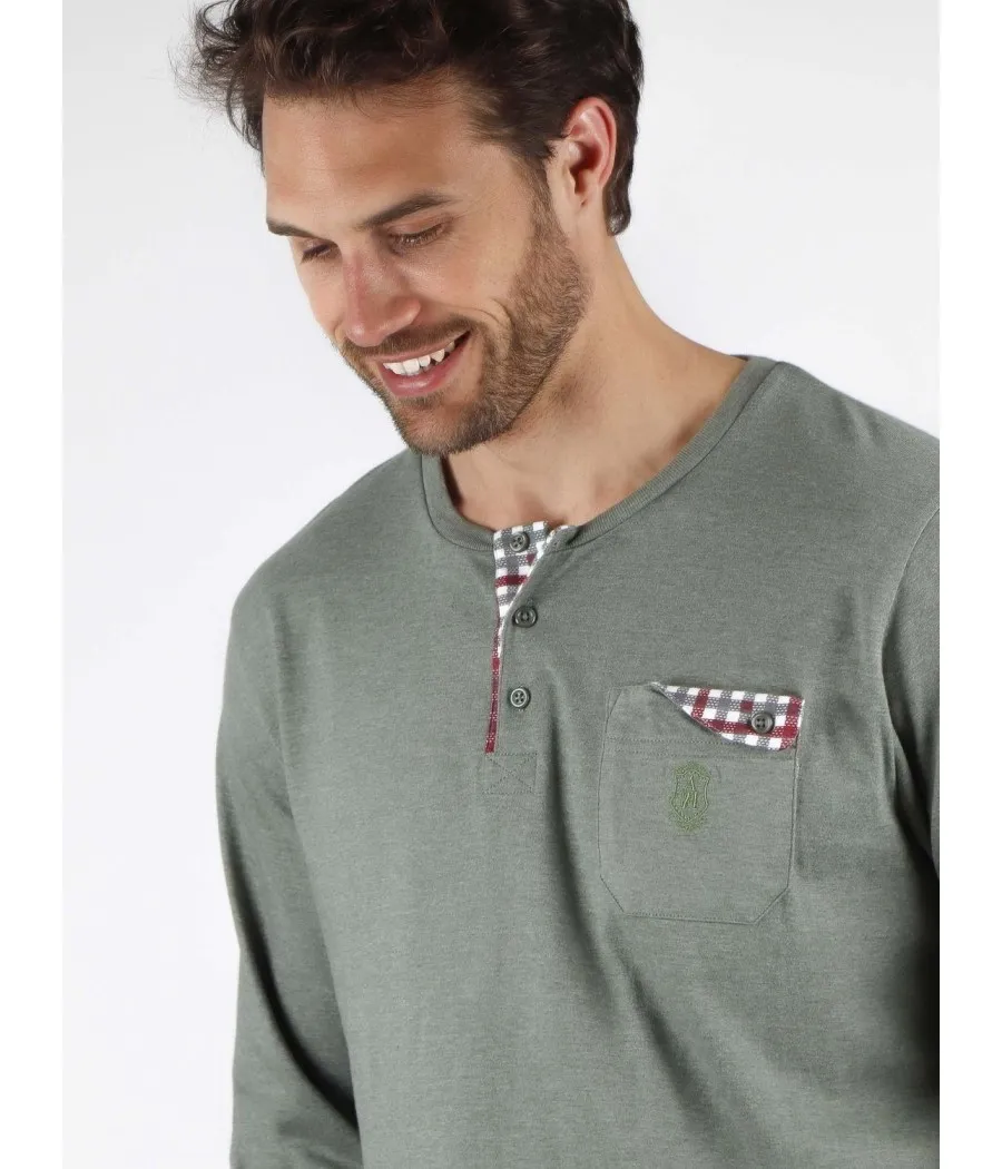 Pijama hombre invierno Admas Classic verde bolsillos