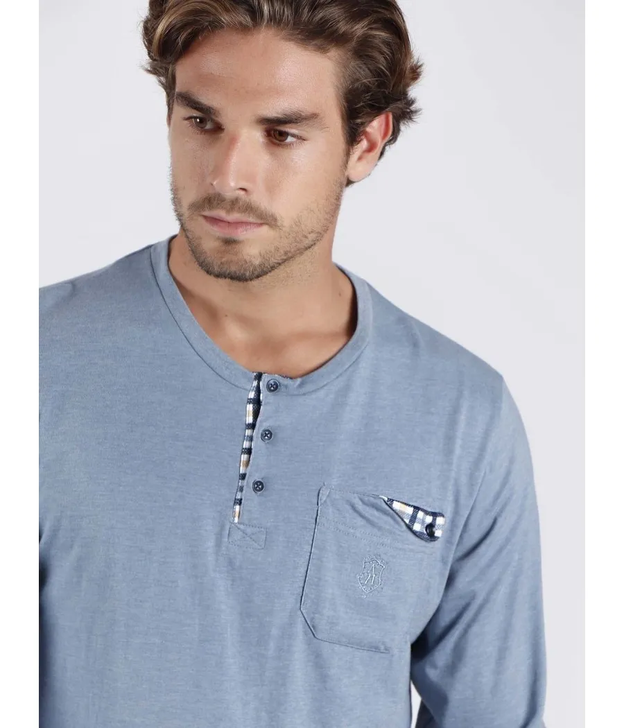 Pijama hombre largo Bluish verano Admas Classic cuadros algodón