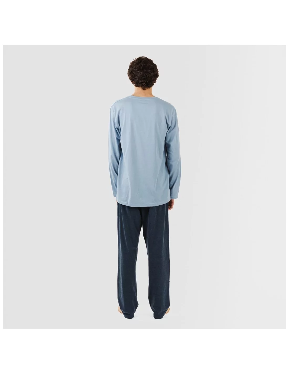 PIJAMA LARGO HOMBRE CON BOTONES INDIGO  MARINO