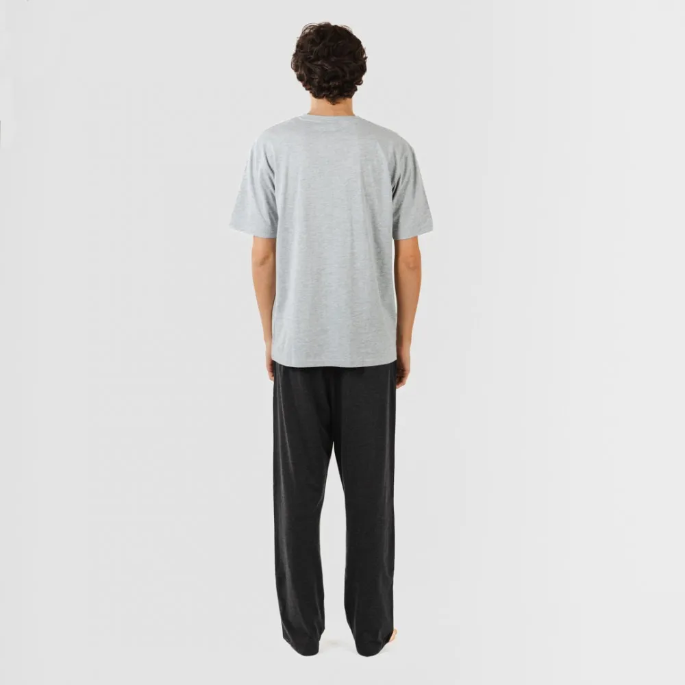 PIJAMA LARGO HOMBRE DE MANGA CORTA CON BOTON PERLA  MARENGO