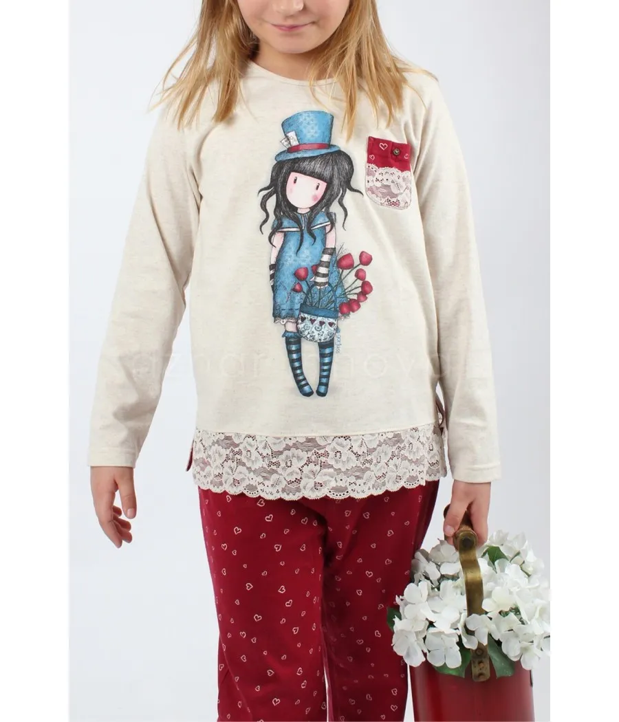 Pijama niña Santoro The hatter regalo caja sombrerera