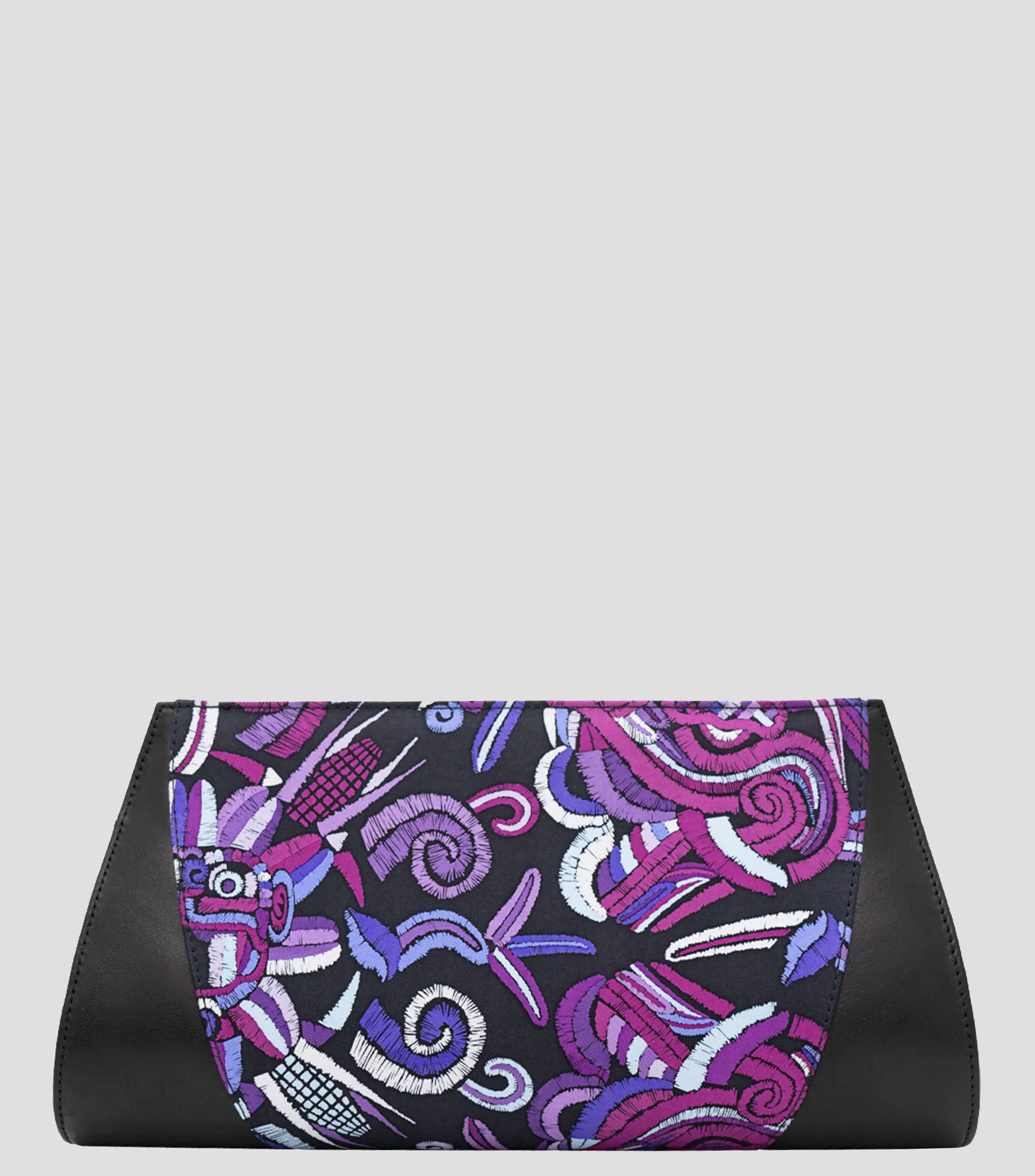 Pineda Covalin Bolso Clutch Quetzalcóatl morado en seda Mujer