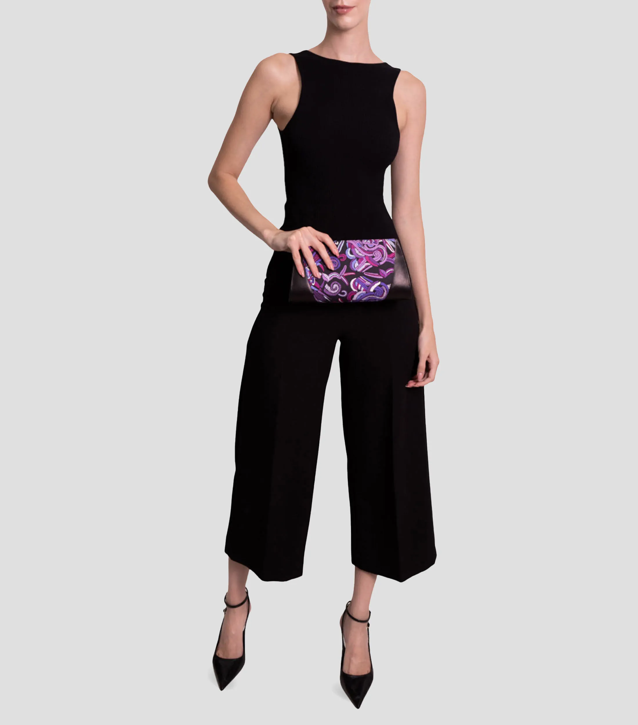 Pineda Covalin Bolso Clutch Quetzalcóatl morado en seda Mujer