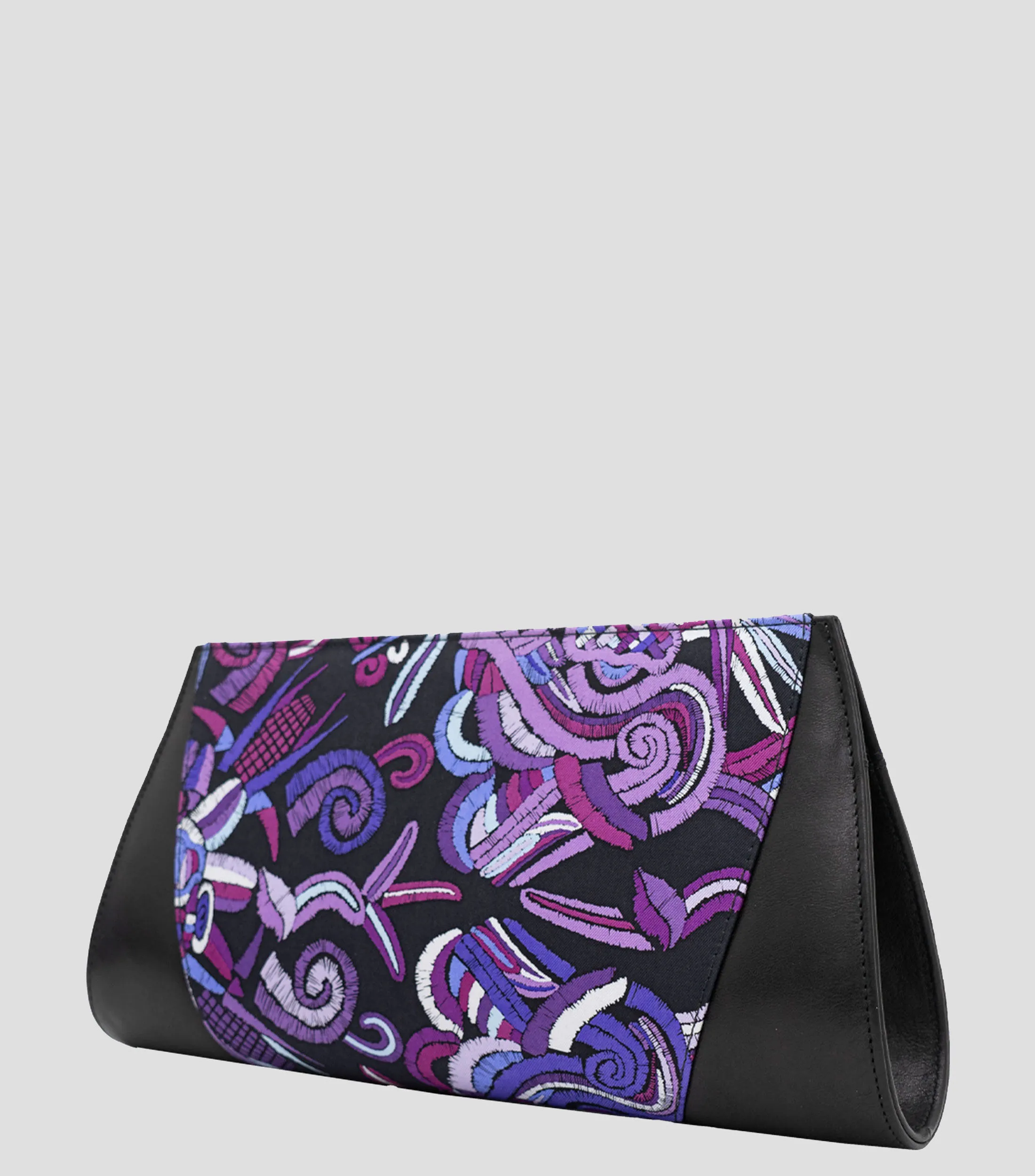 Pineda Covalin Bolso Clutch Quetzalcóatl morado en seda Mujer