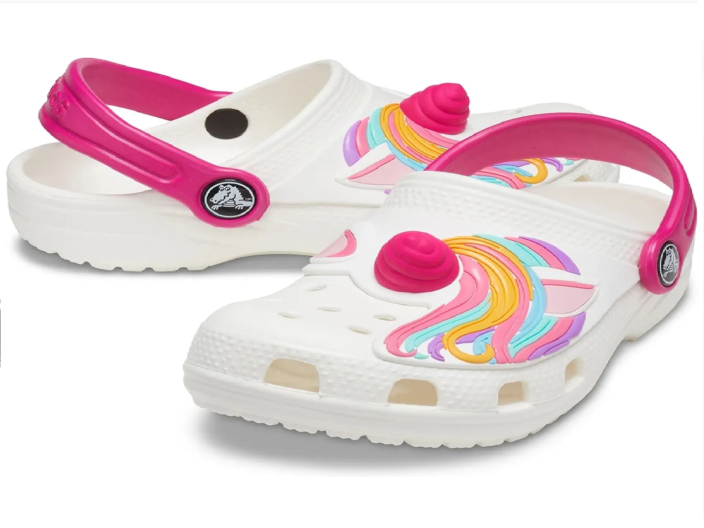 Sandalias Crocs Classic Unicorn Blanco Para Niña