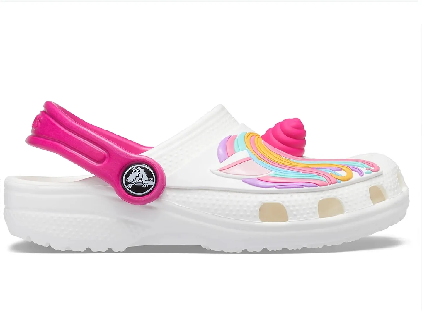 Sandalias Crocs Classic Unicorn Blanco Para Niña