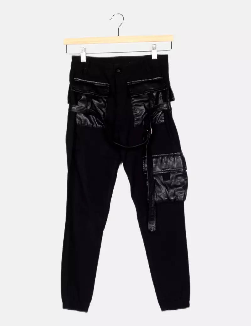 SD jeans Jean negro bolsillos piel