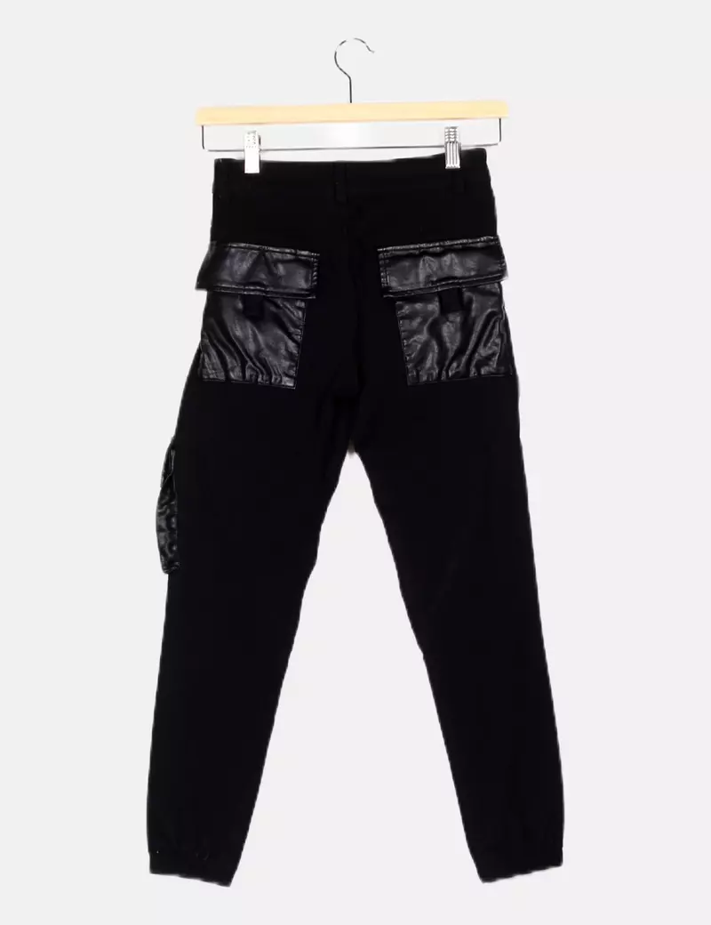 SD jeans Jean negro bolsillos piel