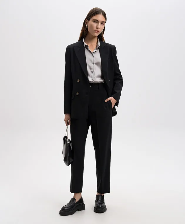 Solotre Black pants with wool