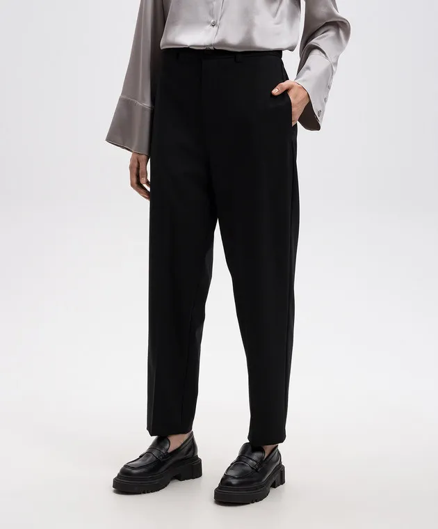 Solotre Black pants with wool