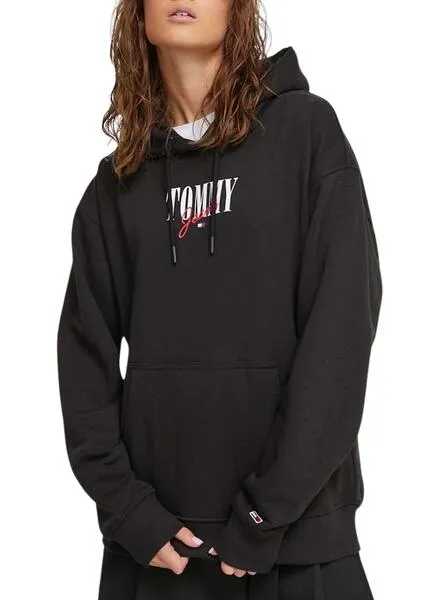 Sudadera Tommy Jeans Essential Logo 1 Negro Mujer