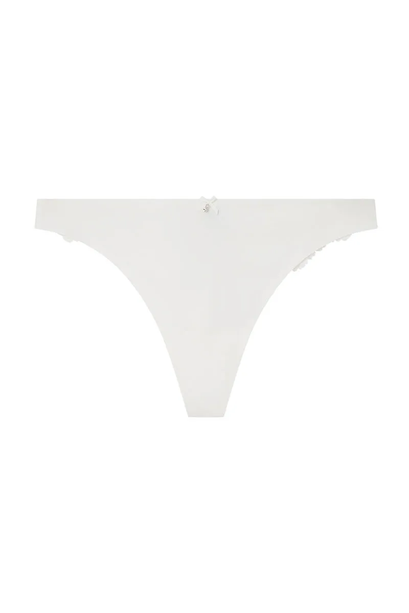 Tanga microfibra y encaje blanco