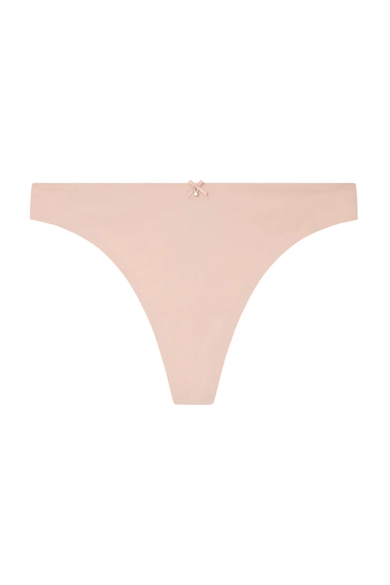 Tanga microfibra y encaje rosa