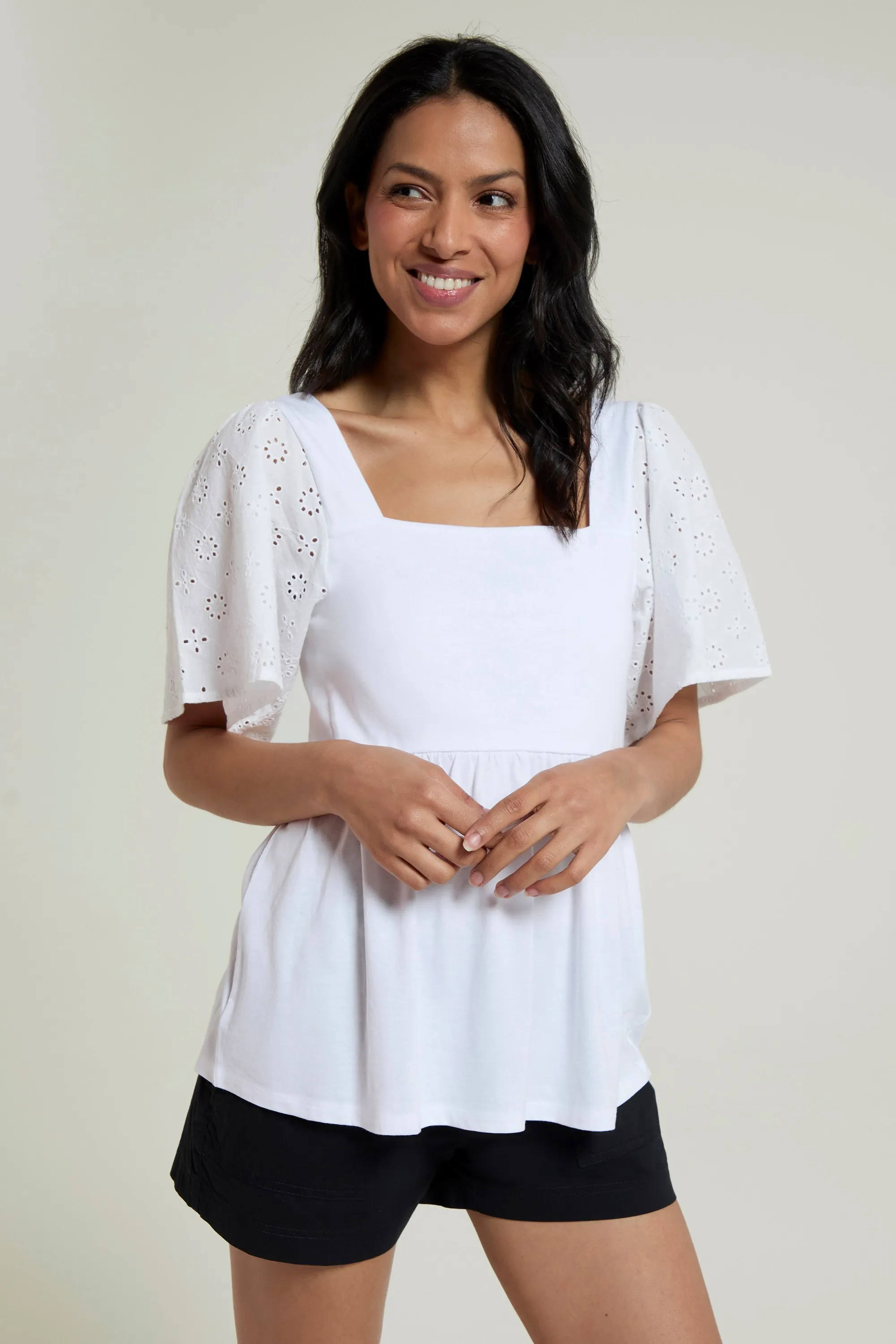 Top con manga de encaje para mujer Verona