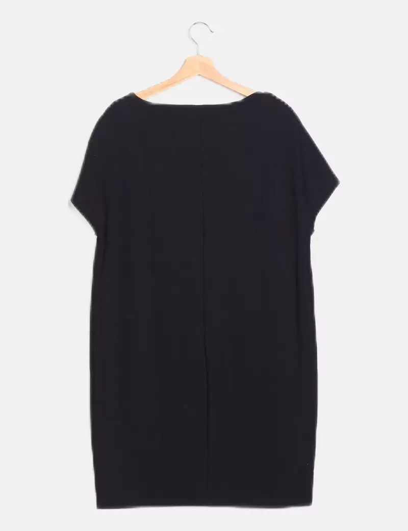 Uterqüe Vestido azul marino liso