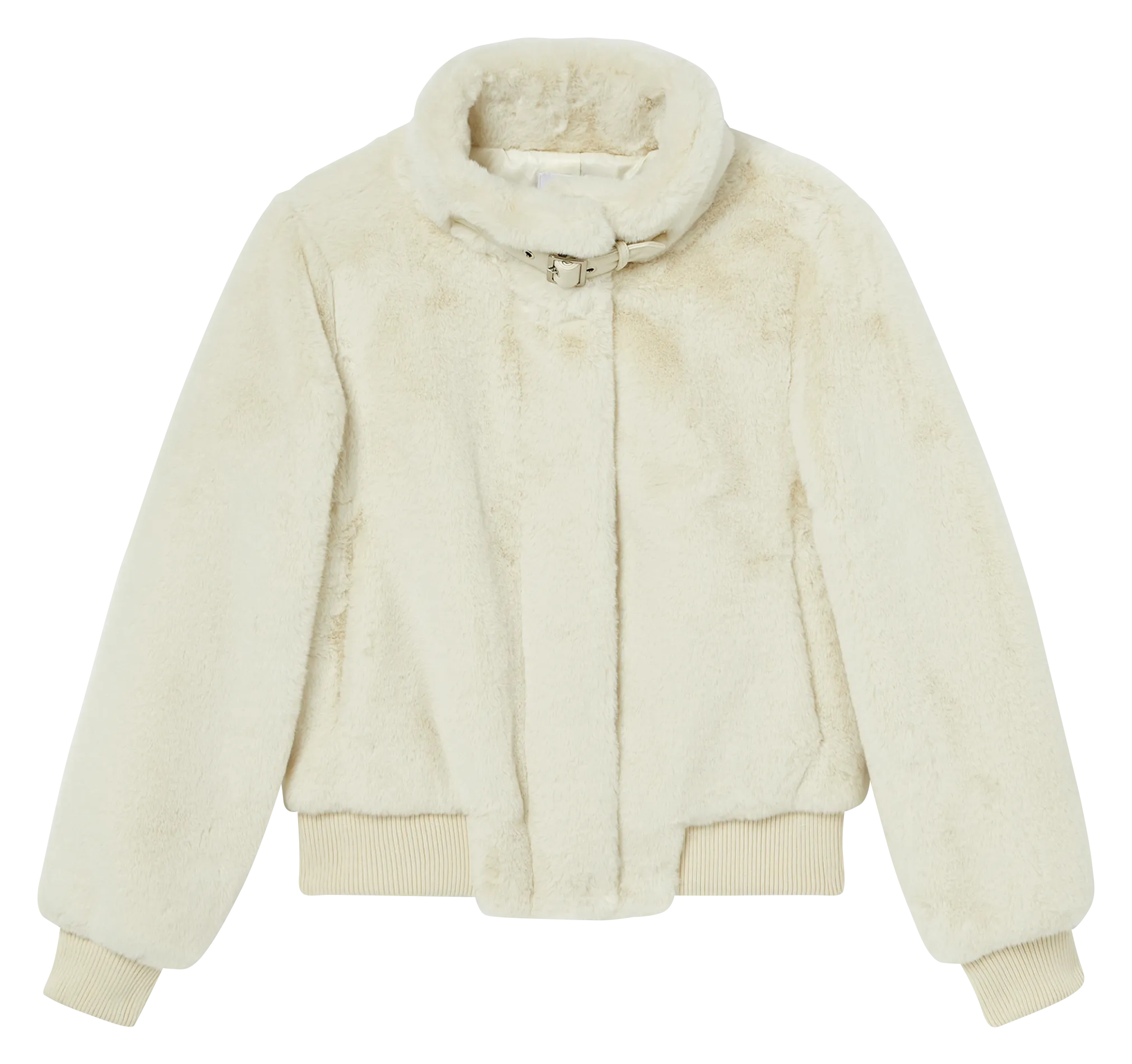 VALOU  CHAQUETA CORTA DE PELO SINTéTICO CON CUELLO ALTO EN BLANCO