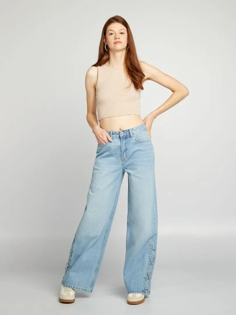VAQUERO WIDE LEG CON CORDONES  AZUL