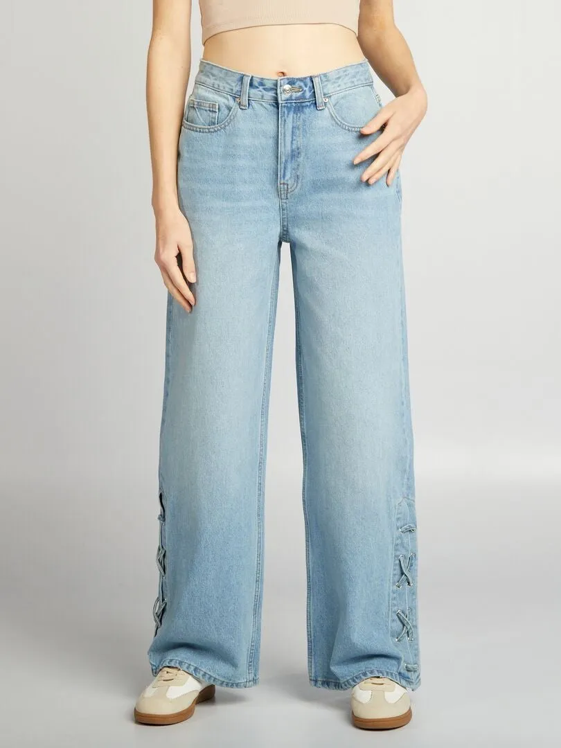 VAQUERO WIDE LEG CON CORDONES  AZUL