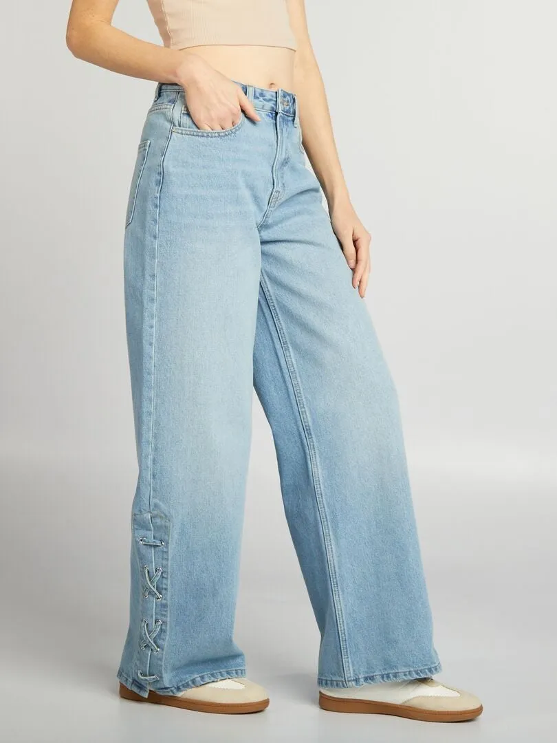 VAQUERO WIDE LEG CON CORDONES  AZUL