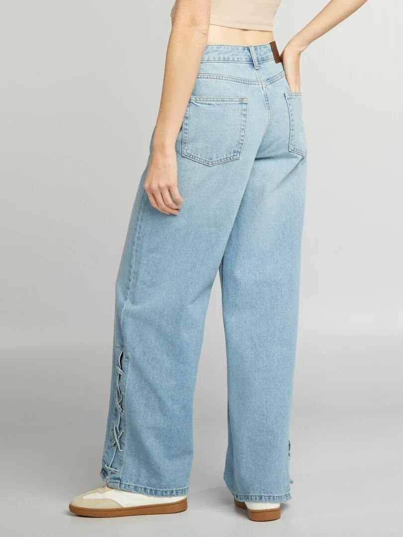 VAQUERO WIDE LEG CON CORDONES  AZUL