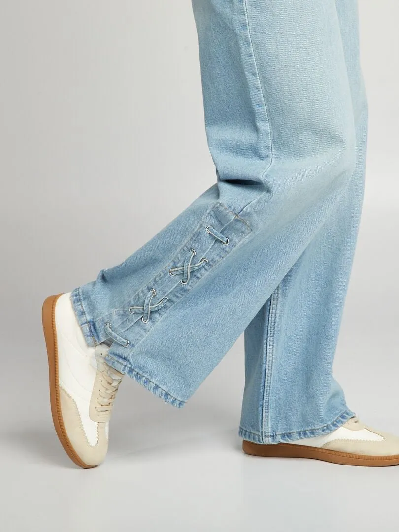 VAQUERO WIDE LEG CON CORDONES  AZUL