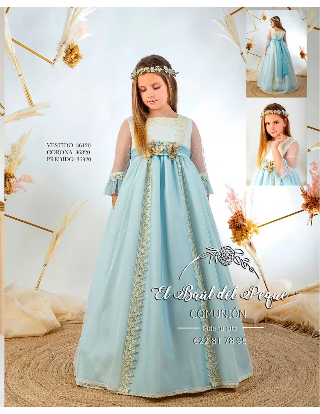 Vestido Comunión Tul de Plumeti Celeste de Lilus Temporada 2024