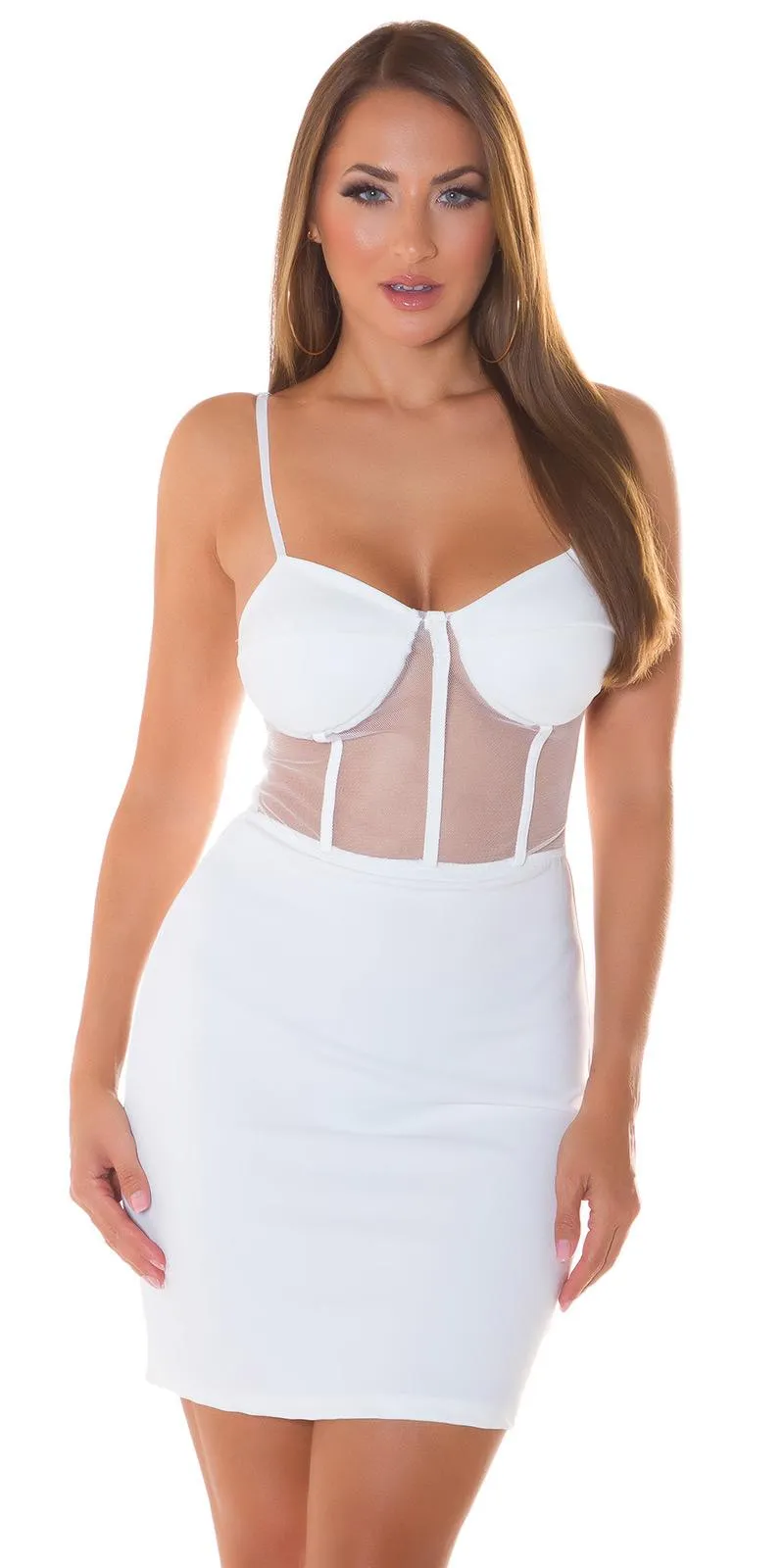 Vestido con malla transparente Blanco