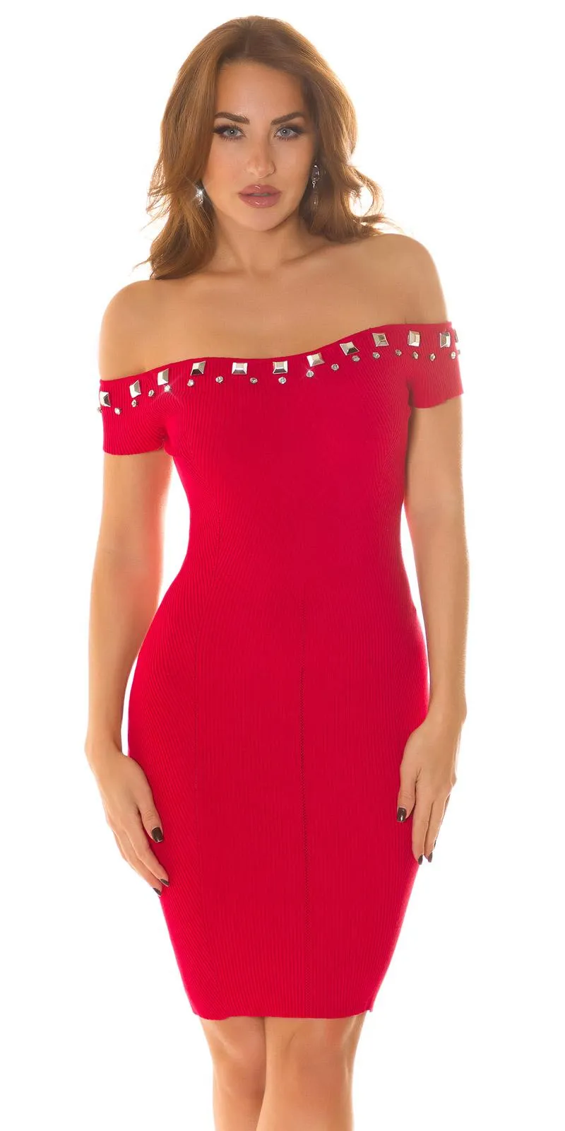 Vestido de punto ajustado en color rojo 