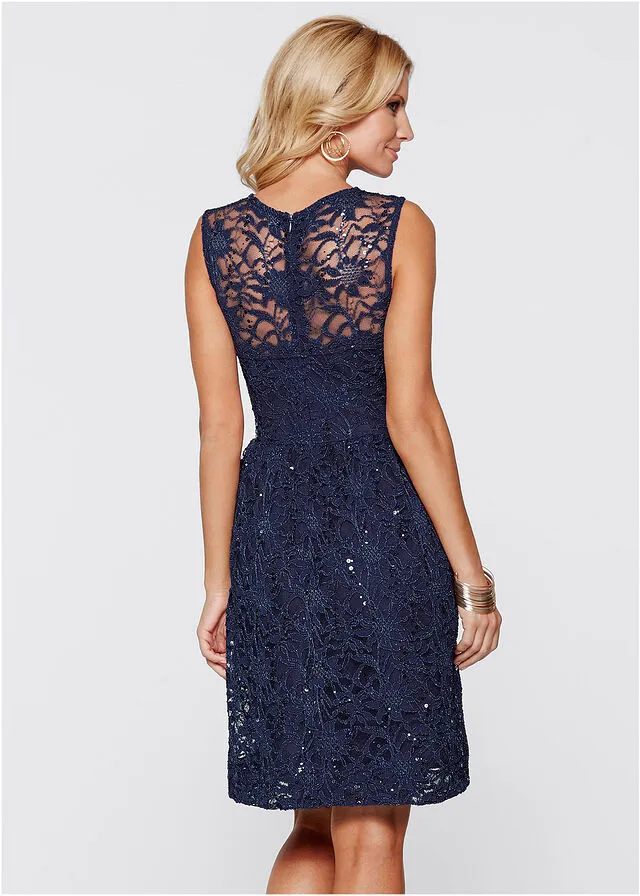 Vestido de tubo con encaje Azul violáceo