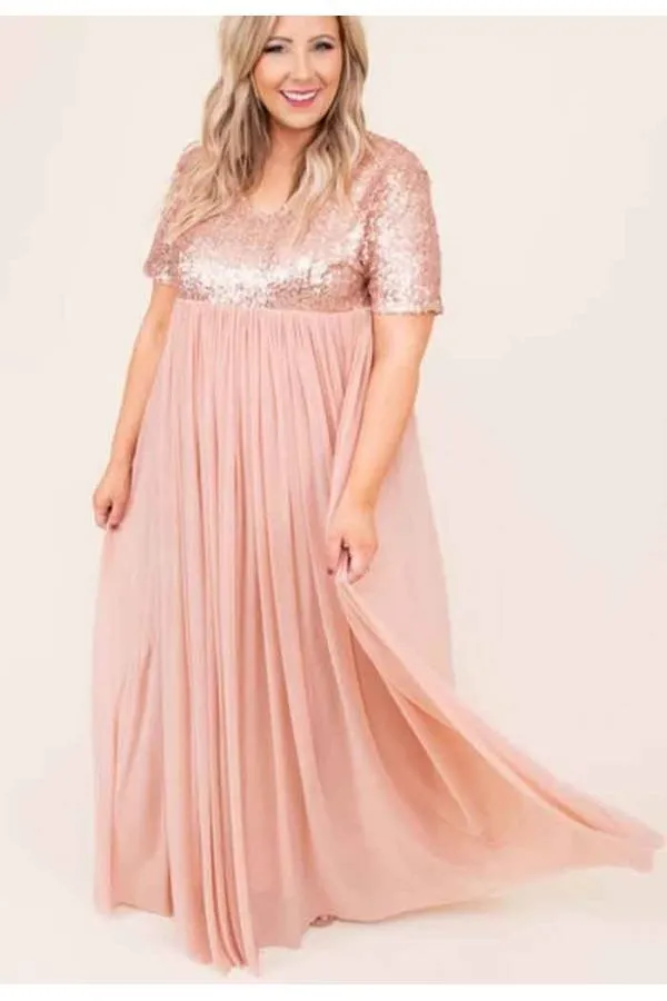 Vestido largo lentejuelas tallas grandes Carmen
