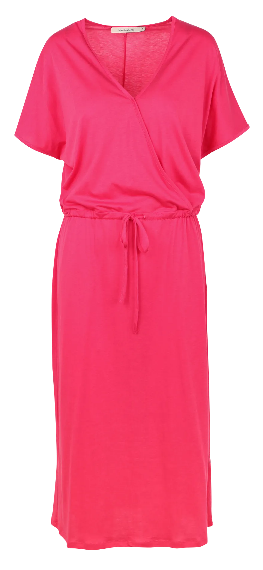 Vestido midi ajustable con cuello de pico en rosa