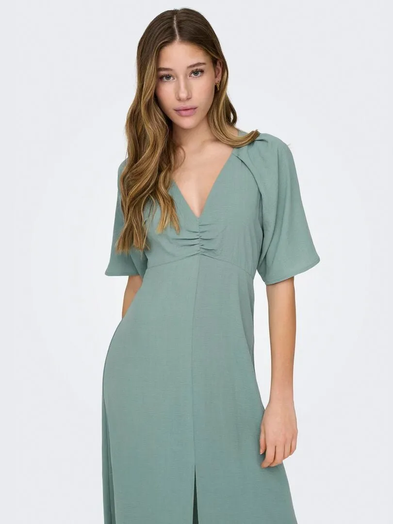 VESTIDO MIDI DE MANGA CORTA 'JDY'  VERDE