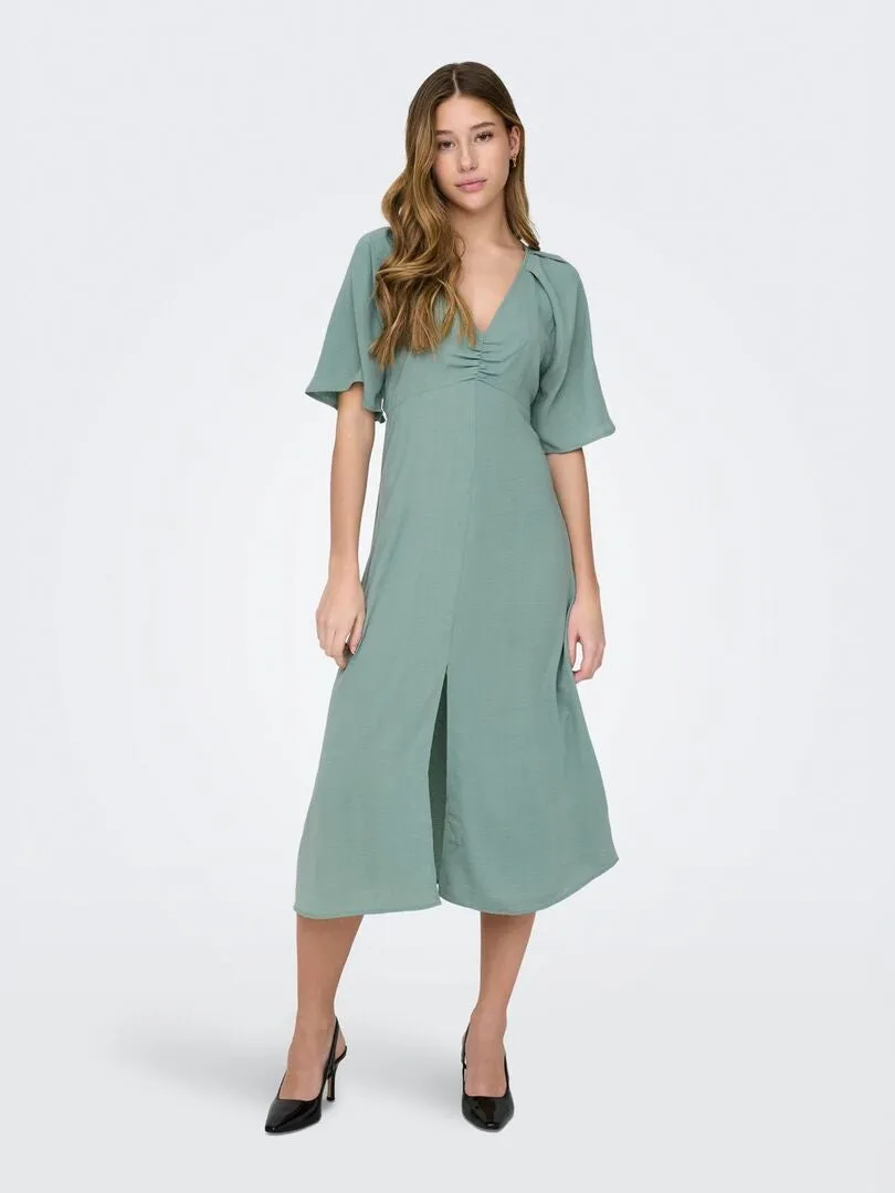 VESTIDO MIDI DE MANGA CORTA 'JDY'  VERDE