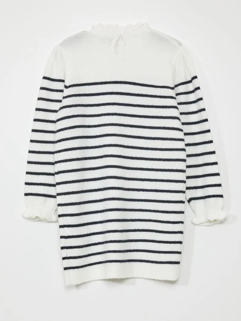 VESTIDO TIPO JERSEY DE PUNTO A RAYAS  BLANCO
