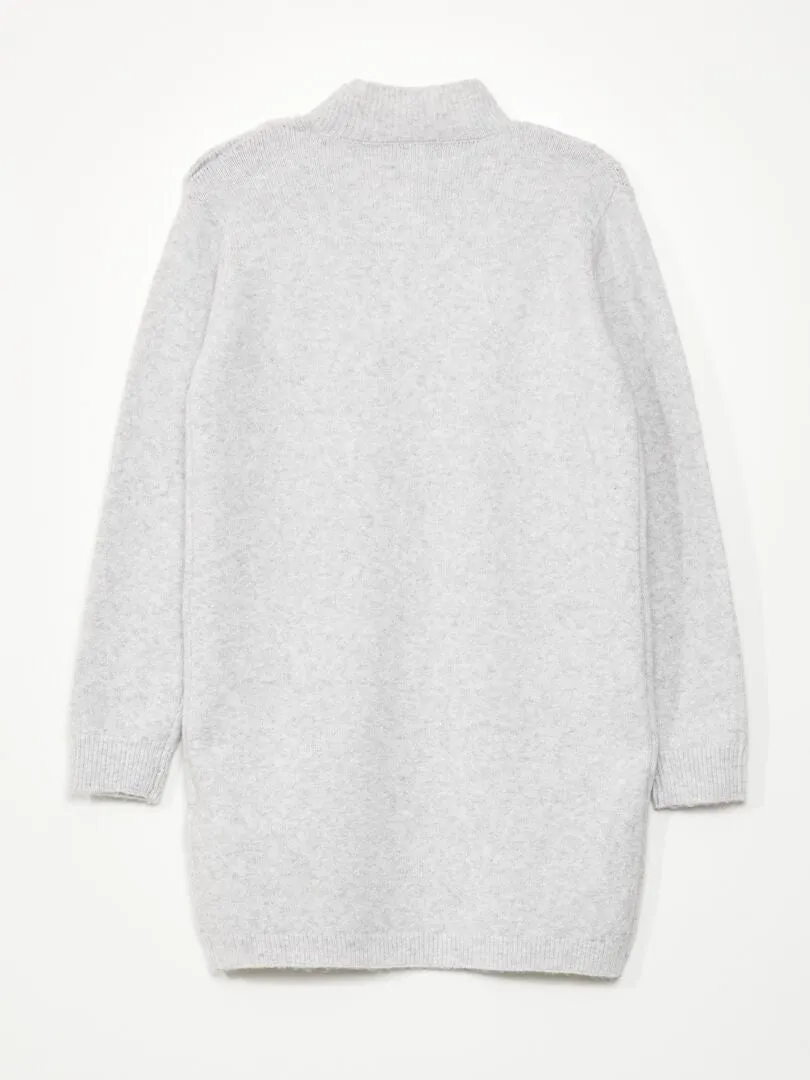 VESTIDO TIPO JERSEY DE PUNTO CON CUELLO ALTO  GRIS