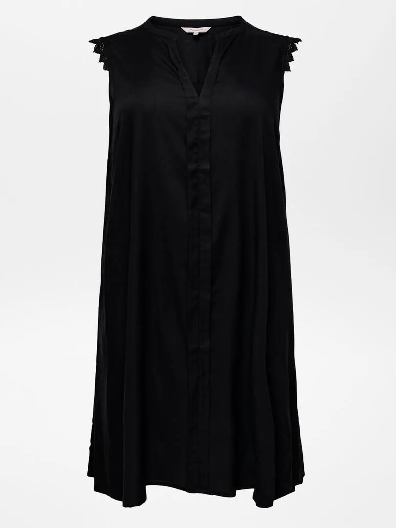 VESTIDO VAPOROSO CON SISAS DE ENCAJE 'ONLY CARMAKOMA'  NEGRO