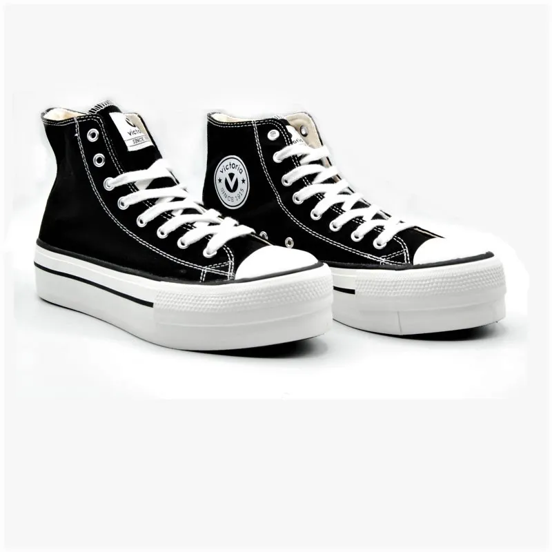 VICTORIA Tribu 1061101 Bota basquet lona. Negro y blanco