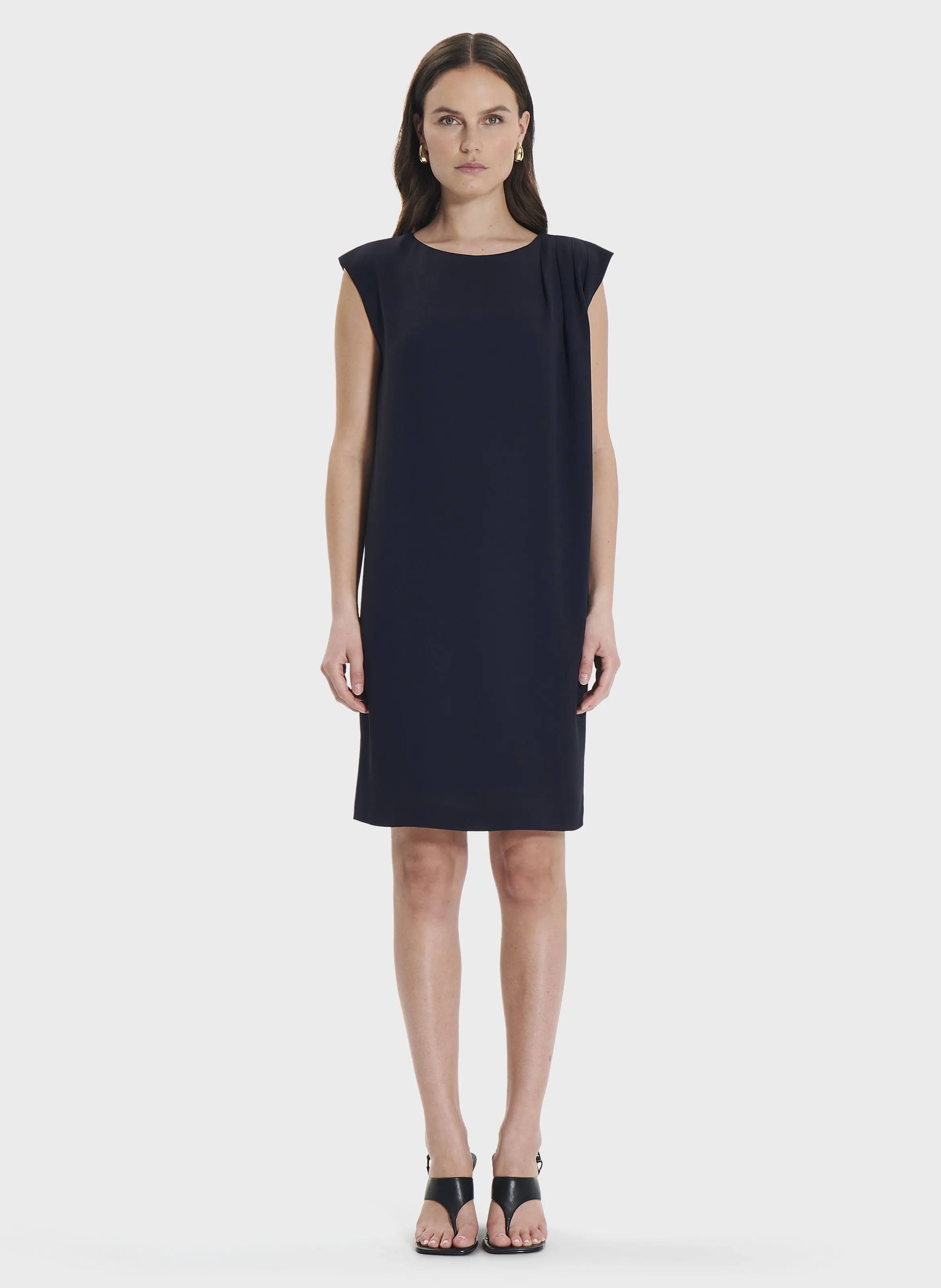 ZAPA ROSSIGNOL  VESTIDO CORTO RECTO DRAPEADO EN AZUL