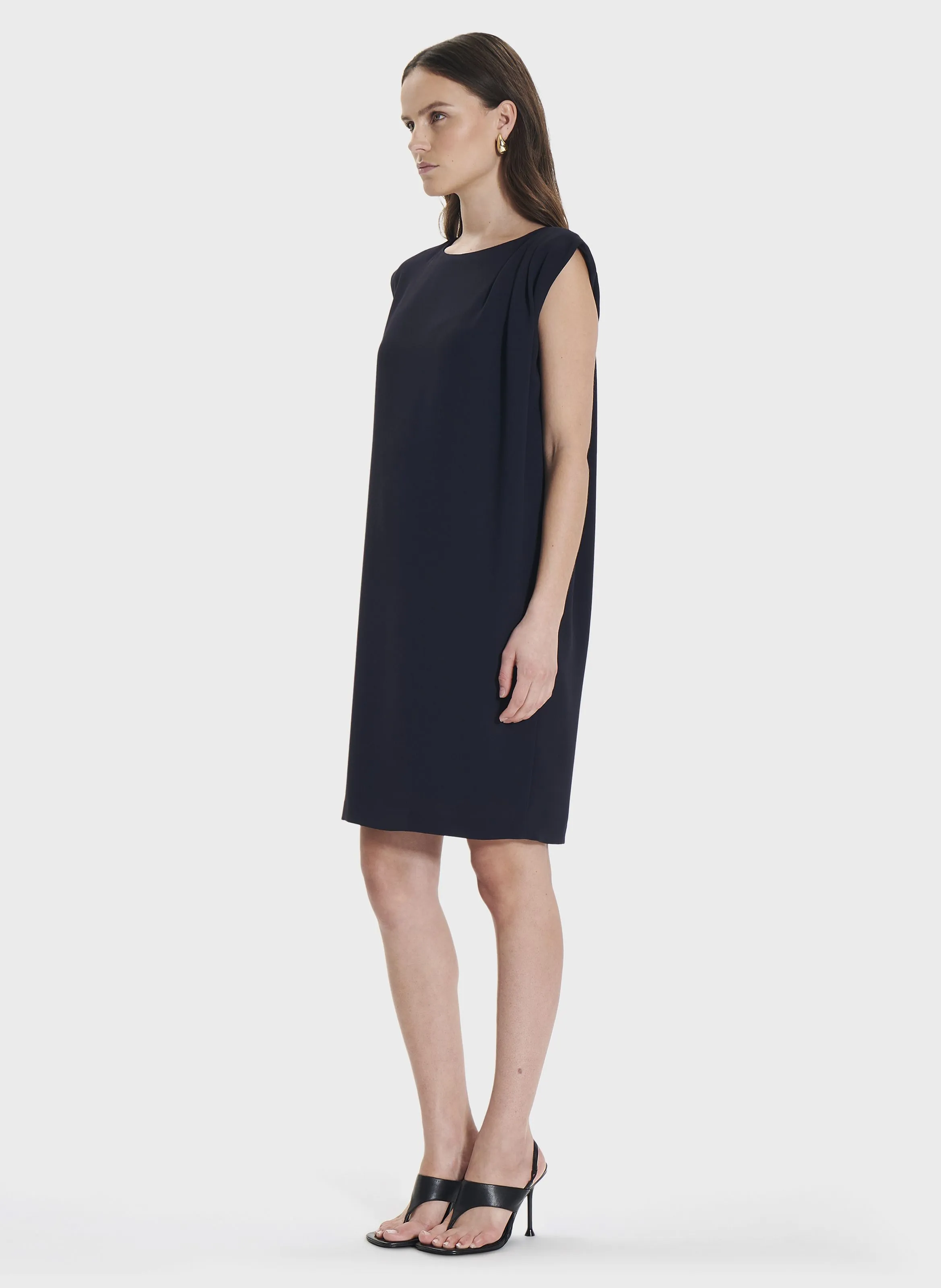 ZAPA ROSSIGNOL  VESTIDO CORTO RECTO DRAPEADO EN AZUL