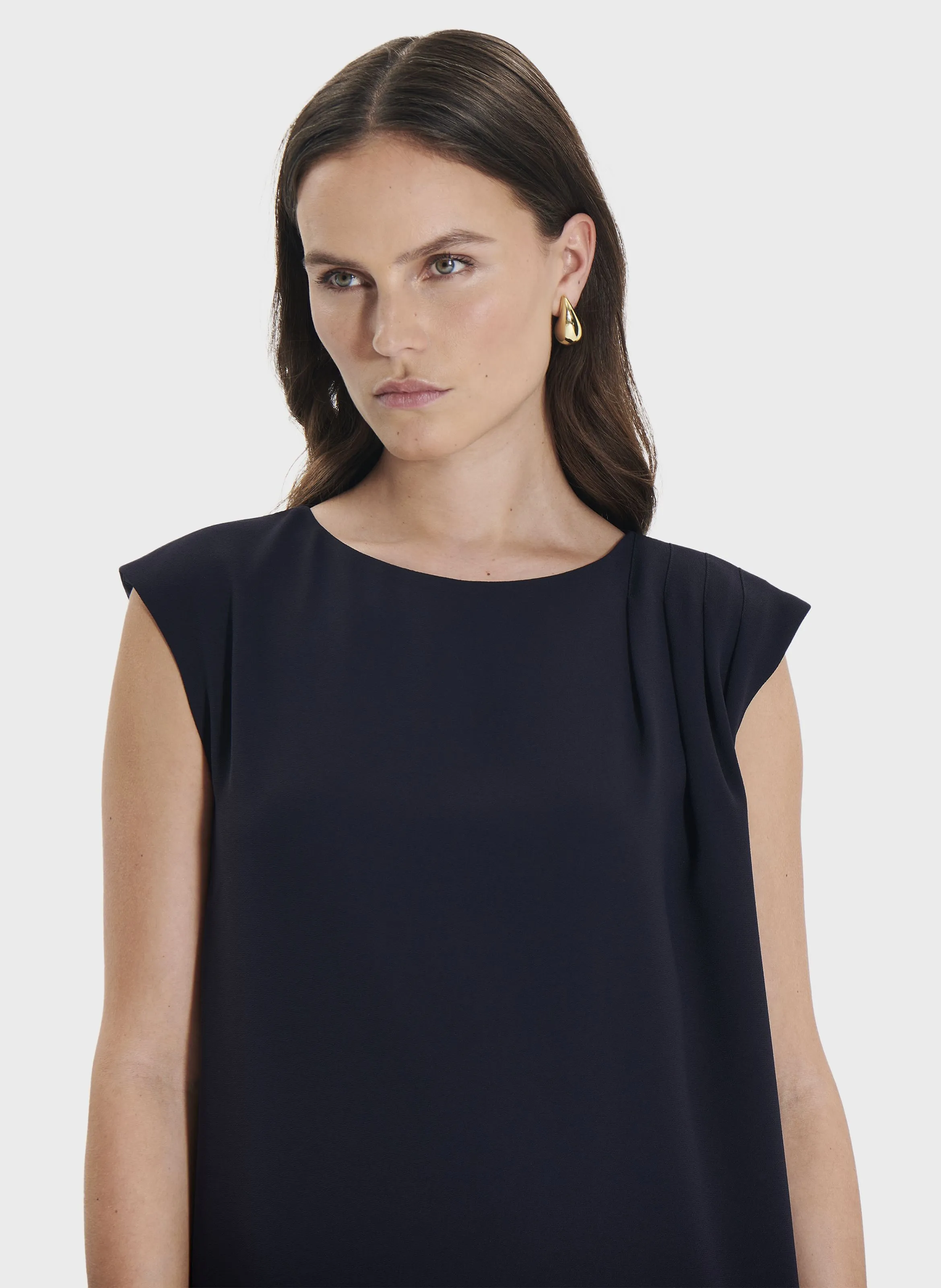 ZAPA ROSSIGNOL  VESTIDO CORTO RECTO DRAPEADO EN AZUL