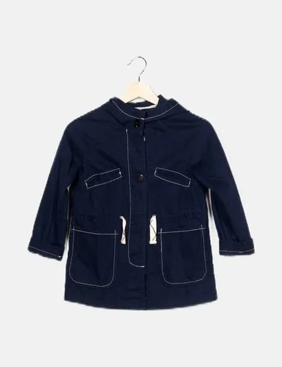 Zara Abrigo azul largo fino