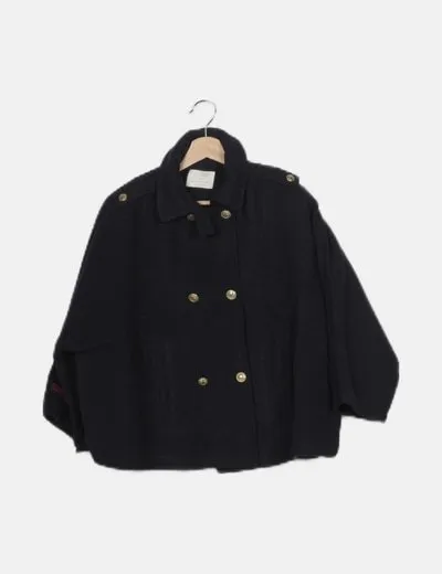 Zara Abrigo azul marino básico