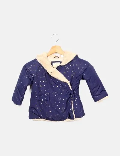 Zara Abrigo azul marino estampado